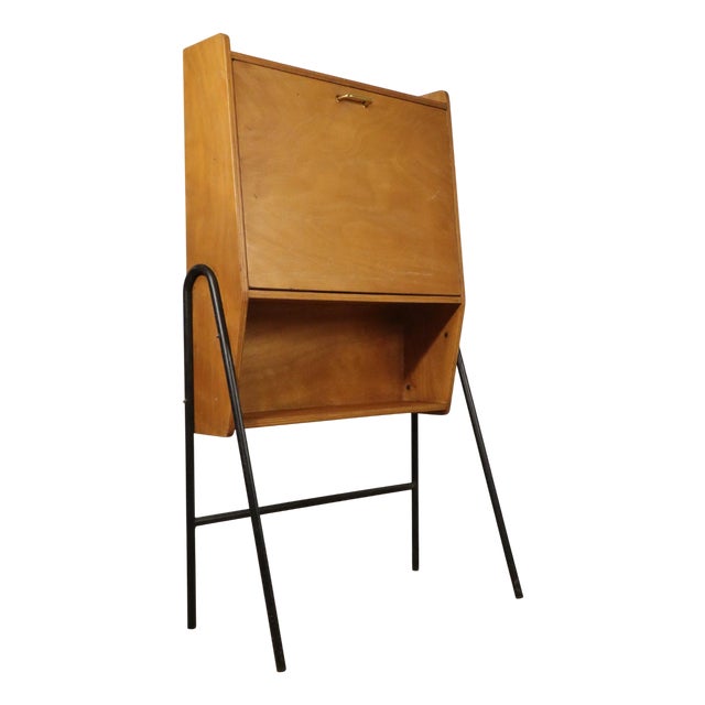 Vintage Secretary Desk in Wood and Metal, 1960s For Sale