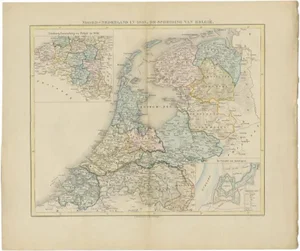 Antique Map of the Netherlands in 1839 by Mees, 1860