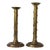 Vintage Pair of Staggered Brass Candle Holders For Sale