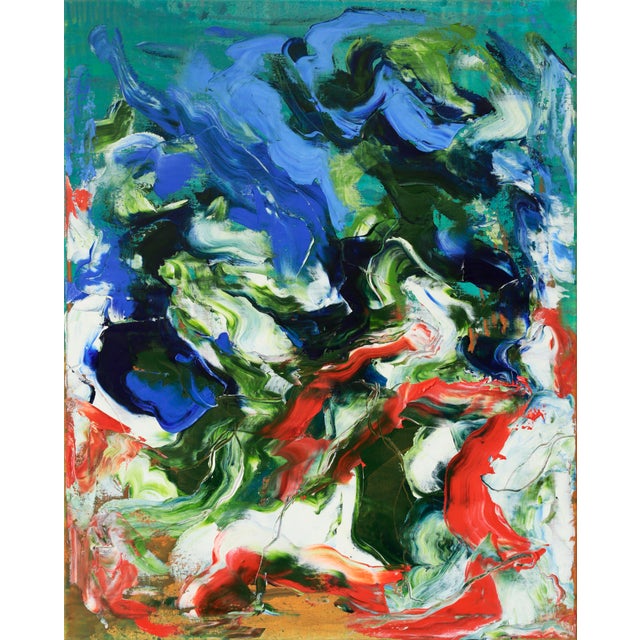 "Underwater / Orange and Blue" Large Abstract Oil Painting by Simon Findlay For Sale