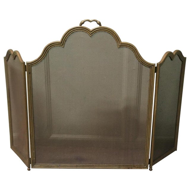Metal Vintage Italian Folding Brass Fire Guard, 1930 For Sale - Image 7 of 7
