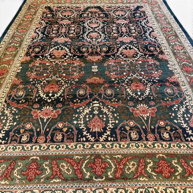 This vintage Turkish rug, approximately 40–50 years old, showcases an exceptionally intricate floral design set against a...