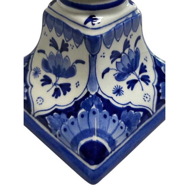 Hand-Painted Blue and White Candlestick by C. Tetteroo for Royal Delft, 1973 For Sale - Image 4 of 12