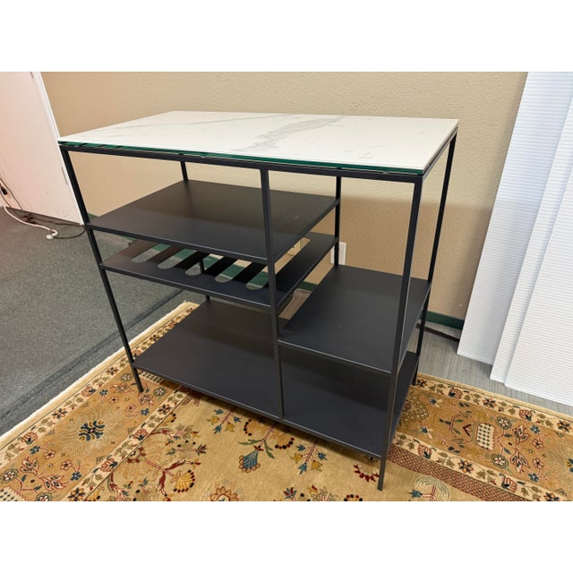 Transitional Room & Board Bowen Counter Table With Wine Shelf For Sale - Image 3 of 12