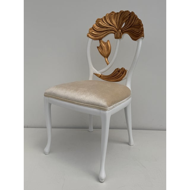 Wood 1980s Set of Four Hollywood Regency Carved Lotus Chairs For Sale - Image 7 of 12