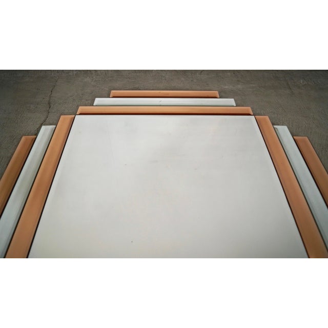 Metal 1970’s Art Deco Rose Gold Beveled Wall Mirror For Sale - Image 7 of 12