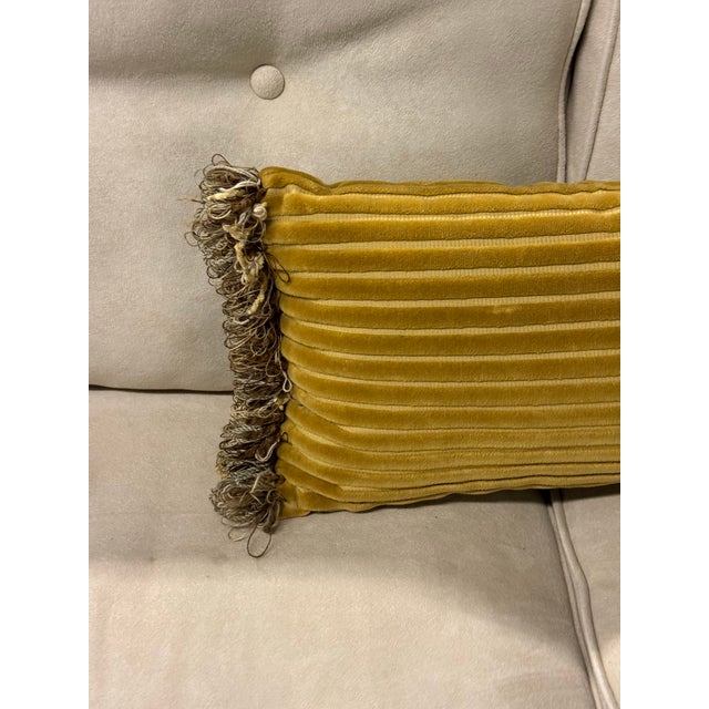 Modern Bespoke Channel-Tufted Velvet Lumbar Pillow For Sale - Image 3 of 12