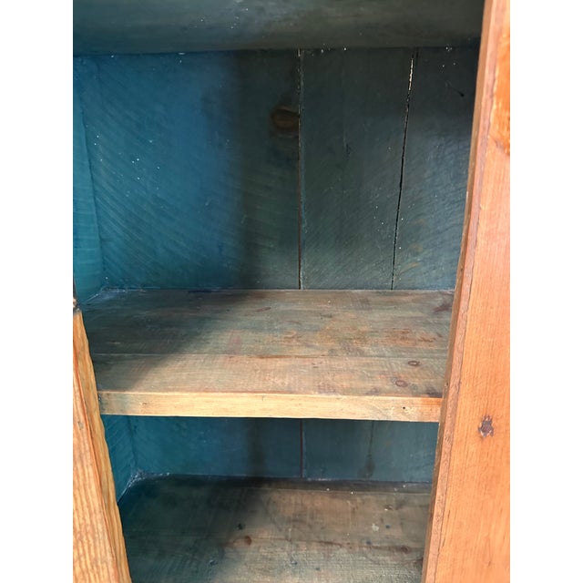 Wood Antique Shenandoah Valley Yellow Pine Jelly Cupboard With Vintage Stenciling For Sale - Image 7 of 8