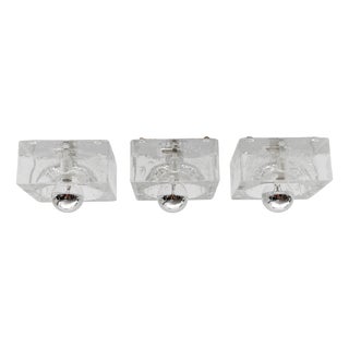 Hand-Blown Ice Cube Wall Lamps by Müller & Zimmer, Germany, 1960s, Set of 3 For Sale