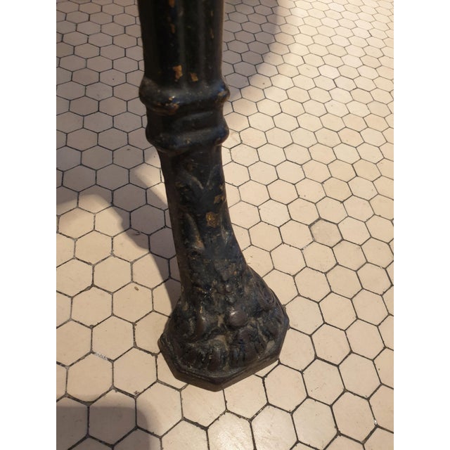 Round Cast Iron, Wood & Leather Coffee Table For Sale - Image 9 of 15