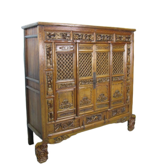 Hand Carved Chinese Antique Cabinet For Sale - Image 4 of 13