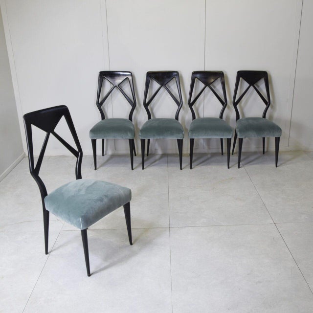 Black Chairs attributed to Vittorio Dassi for Dassi Mobili Moderni, 1950s, Set of 5 For Sale - Image 8 of 11