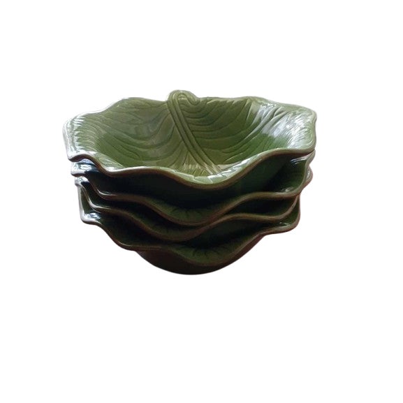 Mid-Century Modern Vintage WCL Salad Bowl Set Green Cabbage Lettuce Leaf Serving Bowls - Set of 4 For Sale - Image 3 of 4
