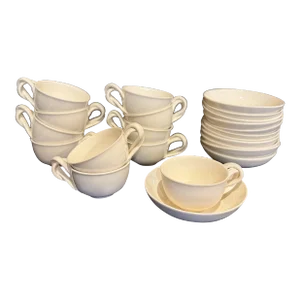Royal Creamware Tea Cups and Saucers- 23 Pieces