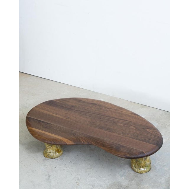 Contemporary Walnut and Glazed Ceramic Coffee Table by Alexander Knysch For Sale - Image 3 of 16