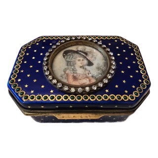 Antique Faberge Style Jewelled Sapphire Jewelry Box For Sale