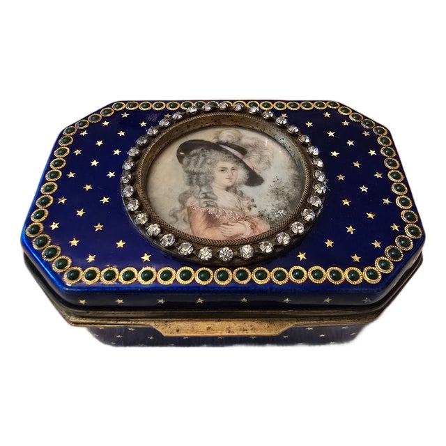 Antique Faberge Style Jewelled Sapphire Jewelry Box For Sale