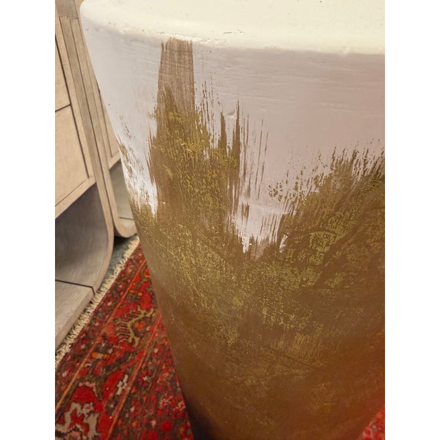 Tall Gold Brown and White Plaster Vessel For Sale - Image 4 of 11