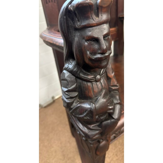 Late 19th Century Figural Carved Jacobean Style Throne Armchair With King and Queen For Sale - Image 15 of 15
