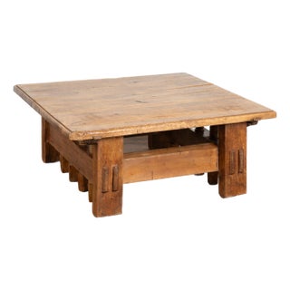 20th Century Hungarian Rustic Square Coffee Table With Vice Base For Sale