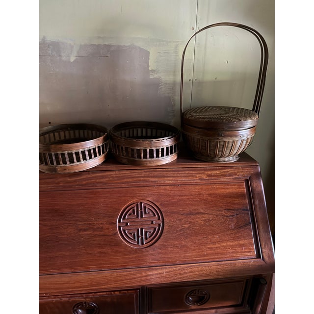 1970s Vintage 3 Tier Chinese Wedding/Sewing Basket For Sale - Image 5 of 5