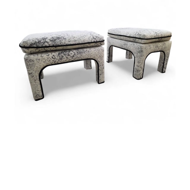 Gray Mid Century Modern Pillow Top Ottoman/Stools by Directional Newly Reupholstered For Sale - Image 8 of 11