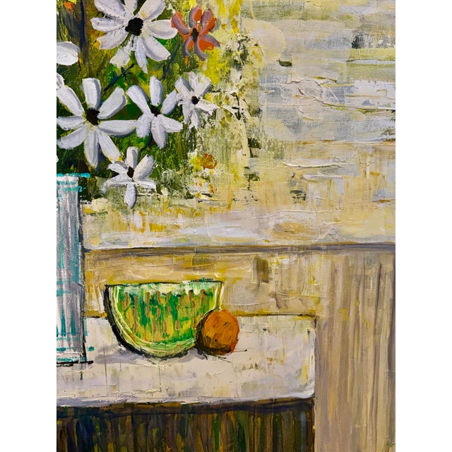 Midcentury Daisies & Fruit Painting by Lee Reynolds For Sale In Miami - Image 6 of 7