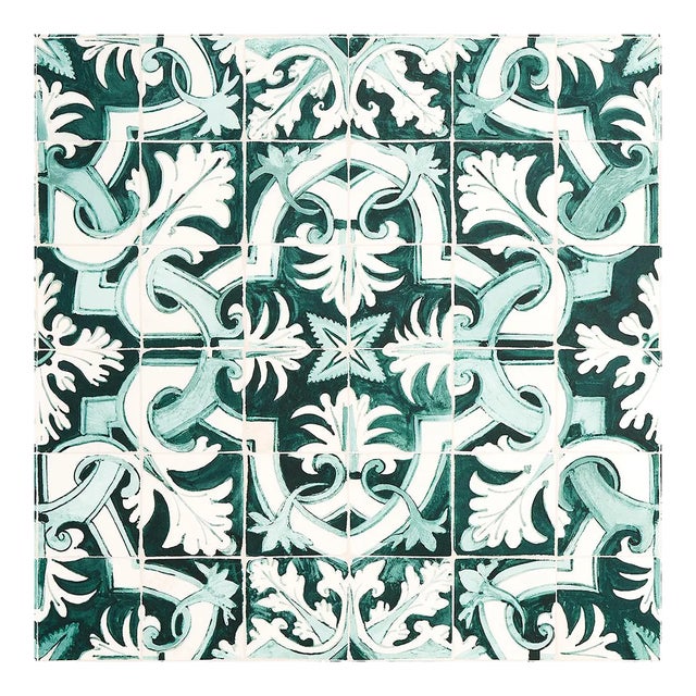 Schumacher X Mary McDonald Azulejos Wallpaper in Emerald For Sale