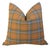 Butterscotch, Blue & White Coastal Plaid Feather/Down Pillow For Sale - Image 4 of 5