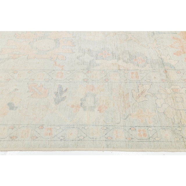 Soft Pastel Modern Oushak Style Hand-Knotted Wool Area Rug 12x15 For Sale In New York - Image 6 of 11
