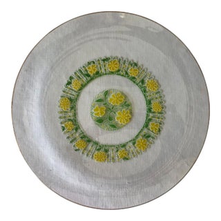 1960's Culver Round Glass Serving Dish With Daisies and Picket Fence For Sale
