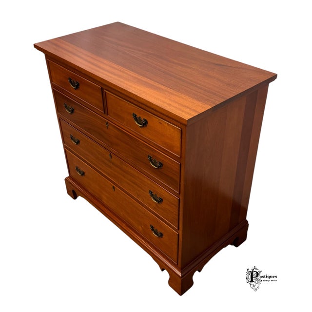 Thomas Chippendale Vintage Craftique Chippendale Style Solid Mahogany Chest of Drawers For Sale - Image 4 of 10