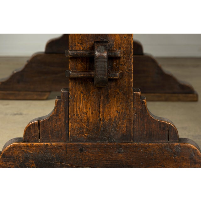 18th Century French Provincial Oak Refectory Trestle Dining Table For Sale - Image 17 of 18