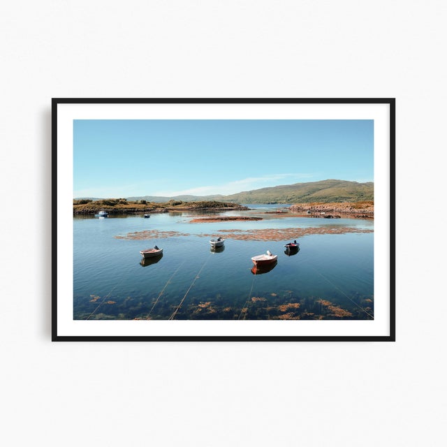 Paper Contemporary Coastal Landscape Photograph, Isle of Mull, Scotland 'Small Boats, Mull', 45 X 30" Fine Art Photography Print For Sale - Image 7 of 12