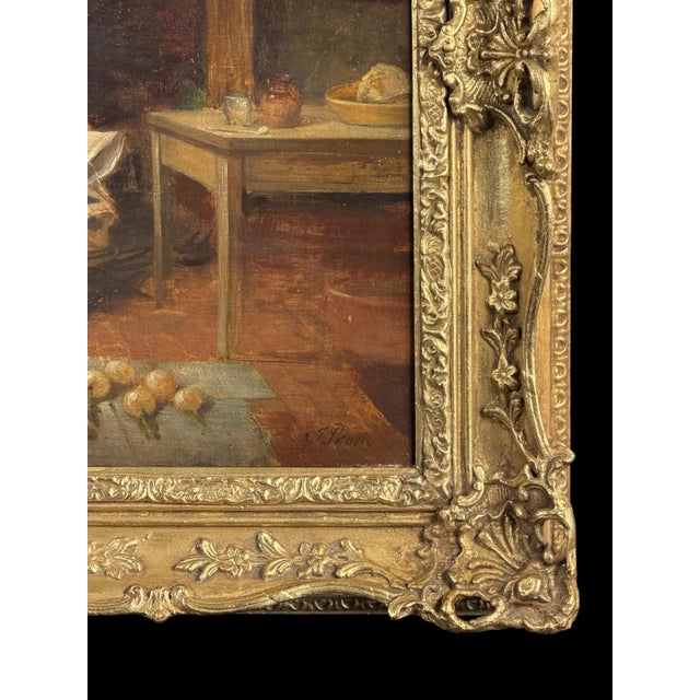 British Artist, Victorian Cottage Interior with Mother and Children, 1860-1870, Oil on Canvas For Sale - Image 14 of 18