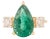 Retro-Inspired 3.47Ct Pear Cut Emerald & Diamond Statement Ring Size 7 in 18k Gold For Sale