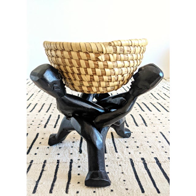 Wood African Sculpture Plant Stand For Sale - Image 4 of 5