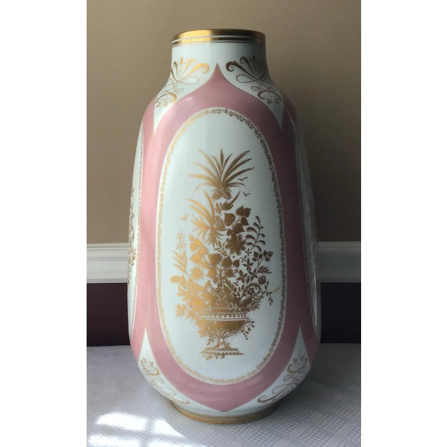 An elegant and finely crafted vintage porcelain vase by Lorenz Hutschenreuther of Germany, featuring a classic baluster...