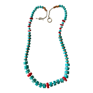 Vintage Turquoise and Coral Beaded Necklace