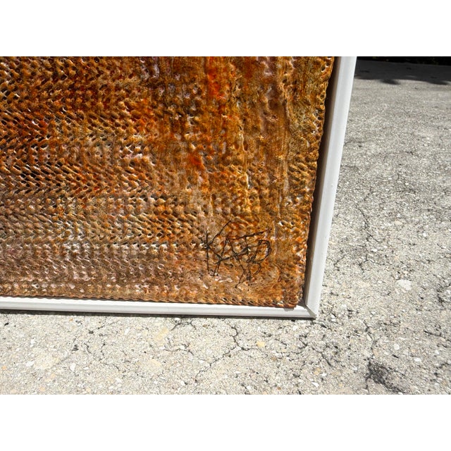 Copper Katherine Boren Abstract Textural Mixed-Media Relief Painting For Sale - Image 8 of 15