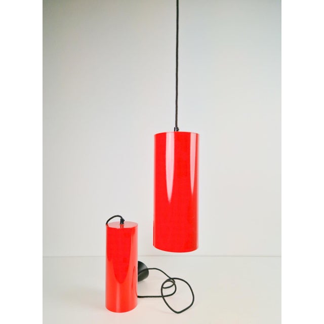 Set of 2 pipeline pendant lamps designed by ole pless jørgensen for nordisk solar in the 1970´s. they are made in a...