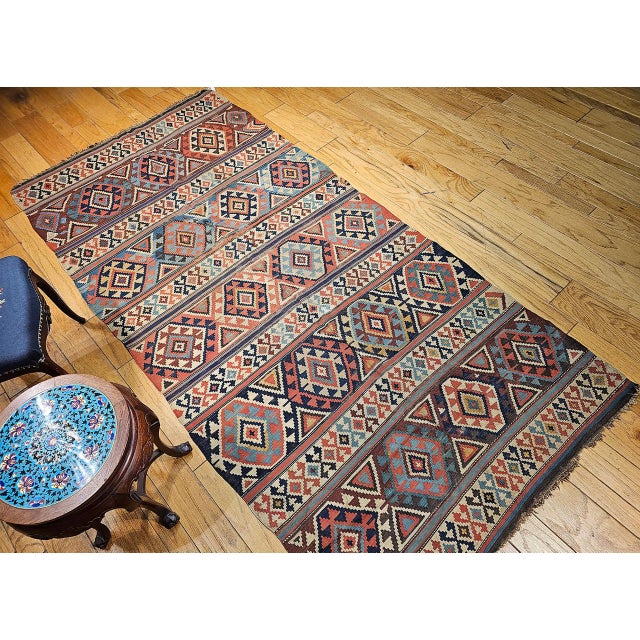 Tribal Antique Caucasian Kazak Kilim, Wool Flatweave, Geometric Design, 1890s, 5' x 10' For Sale - Image 3 of 14