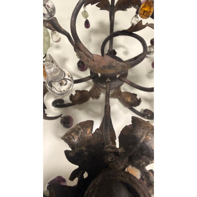 Circa 1940s Italian Gilt Tole & Glass Fruit Candelabra — Pair For Sale - Image 10 of 10