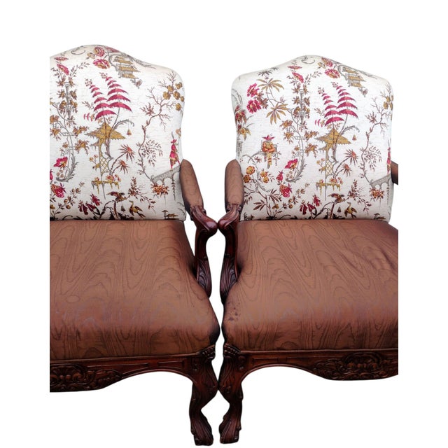 Lillian August Timeless Elegance: Pair of Rare Vintage Lillian August Statement Armchairs For Sale - Image 4 of 12