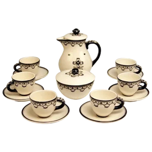 Ceramic Mocha Service from Gmunden, 1919, Set of 14