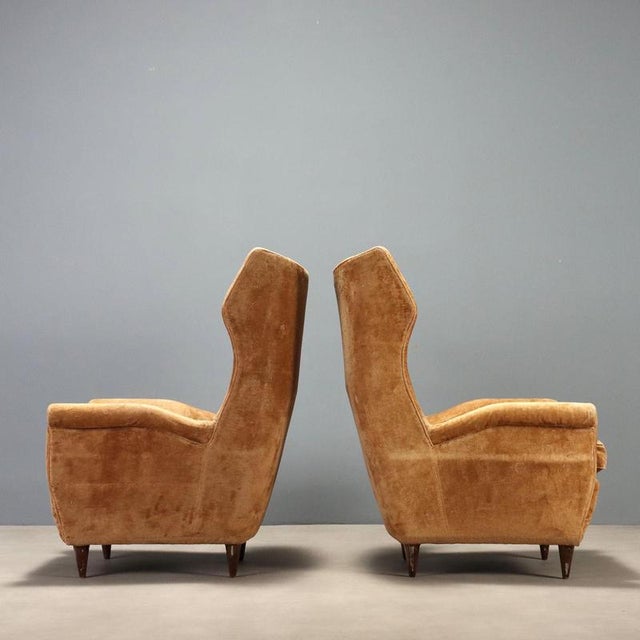 Vintage Italian Velvet Bergère Lounge Chairs, 1950s, Set of 2 For Sale - Image 3 of 11