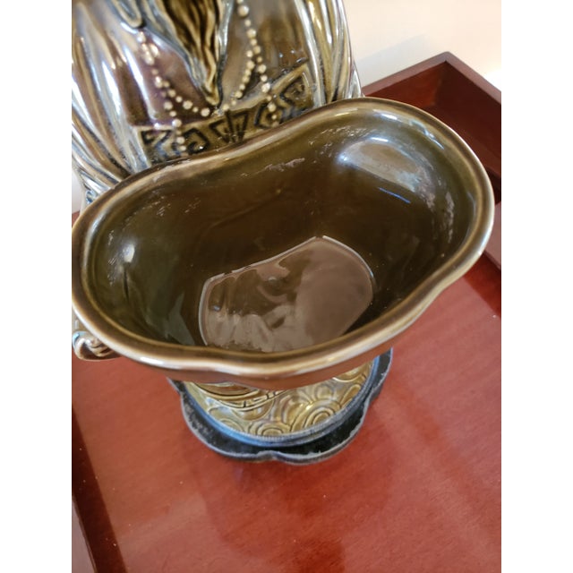 Ceramic Vintage Chinoiserie Oriental Asian Porcelain Confucius With Basket Lamp For Sale - Image 7 of 11