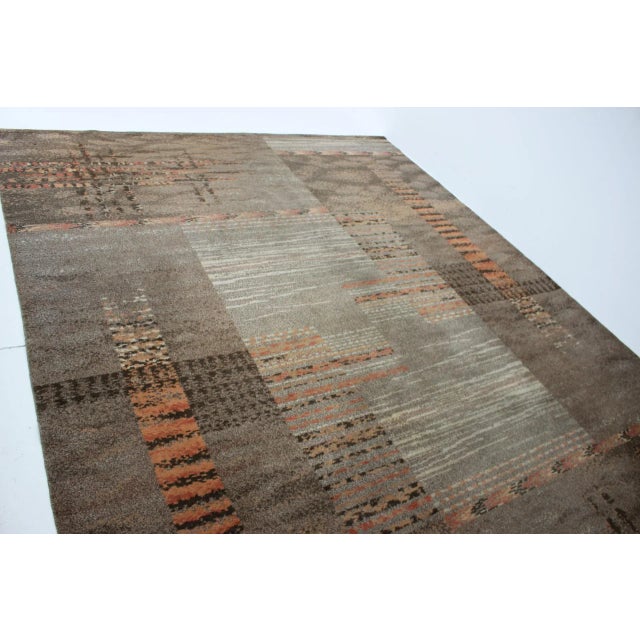 Geometric Abstract Wool Rug, 1950s For Sale - Image 3 of 7
