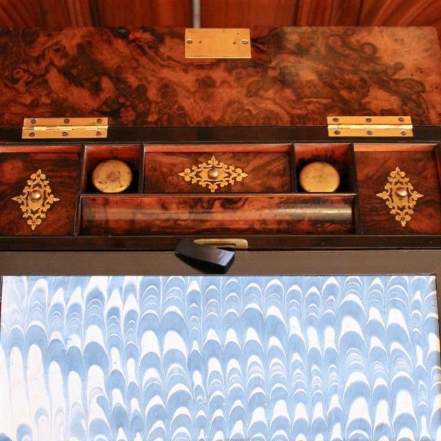 Brass Mounted Burl Wood Sloped Writing Box, 19th Century, George Betjemann and Sons For Sale - Image 12 of 13