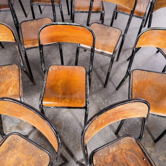 French Stacking D Back Dining Chairs in Blue from Mullca, 1950s, Set of 6 For Sale - Image 17 of 18